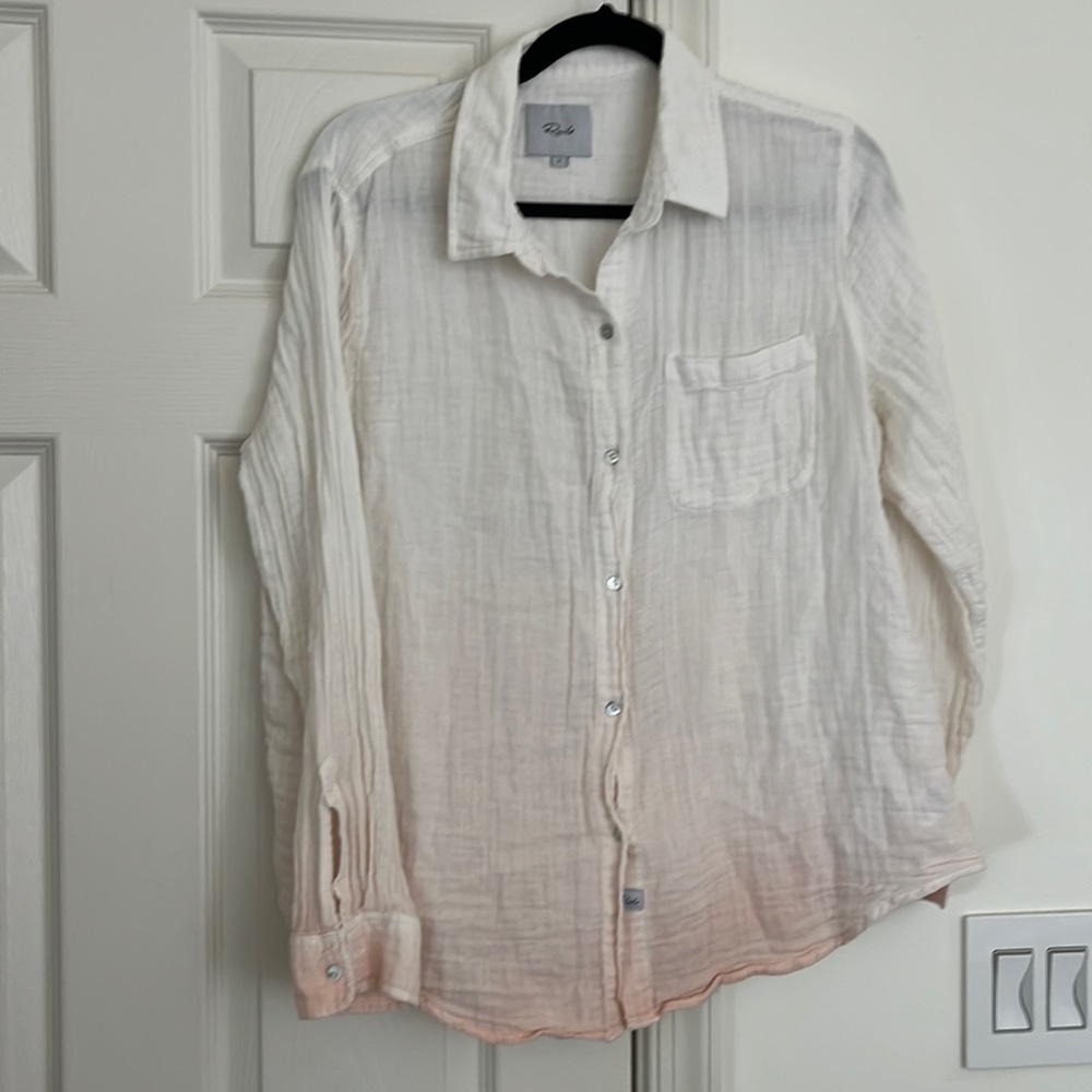 NWOT Rails Large Ombré pink and white button down shirt